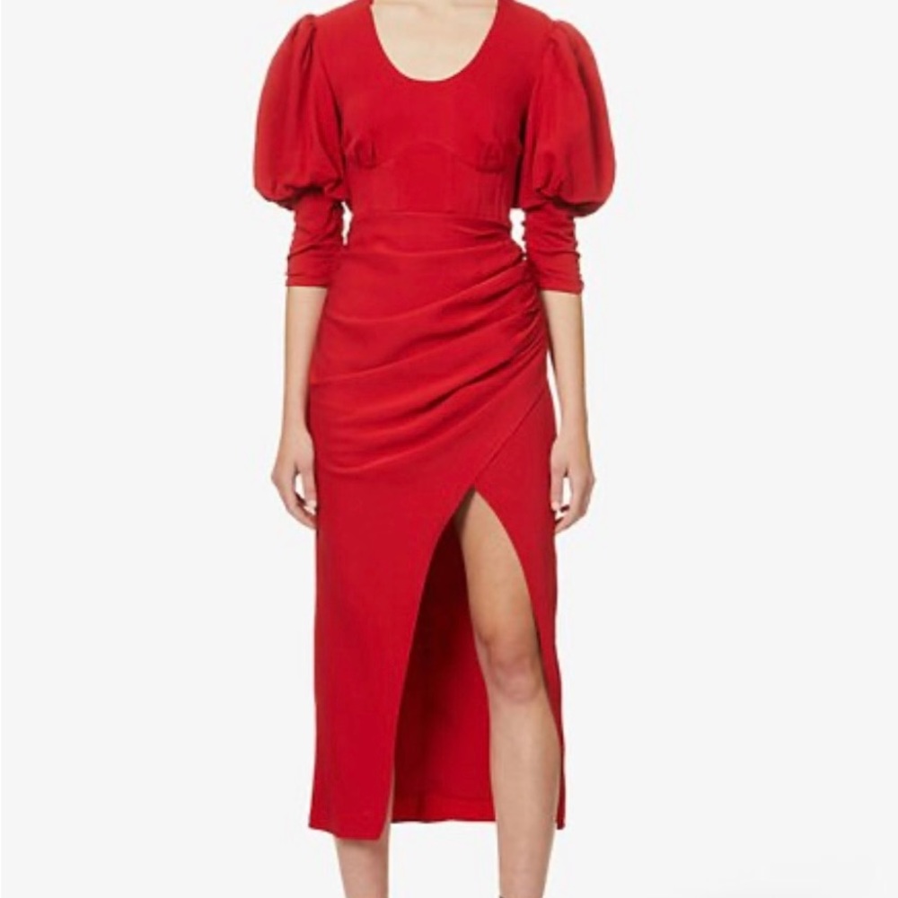 Self portrait red midi dress